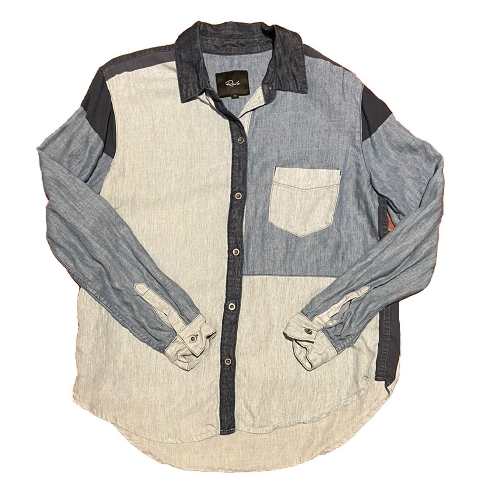 Rails Zoey Colorblock Denim Top Women’s Size Small